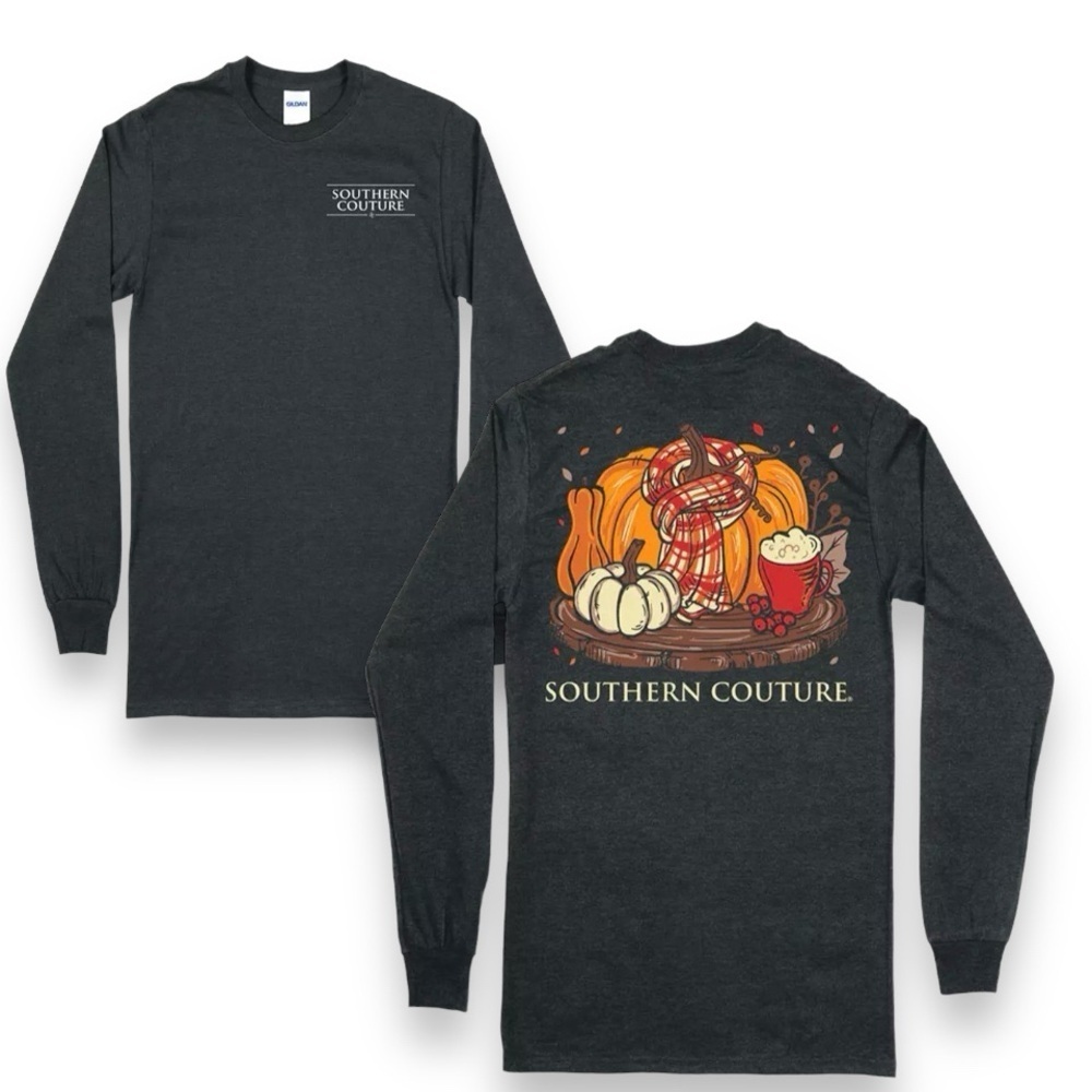 SOUTHERN COUTURE SIZE 2XL CLASSIC SCARF PUMPKIN FALL LONG SLEEVE T-SHIRT